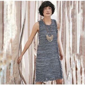 Anthropologie Holding Horses Fringe Dress Weatern Navy Knit - size small